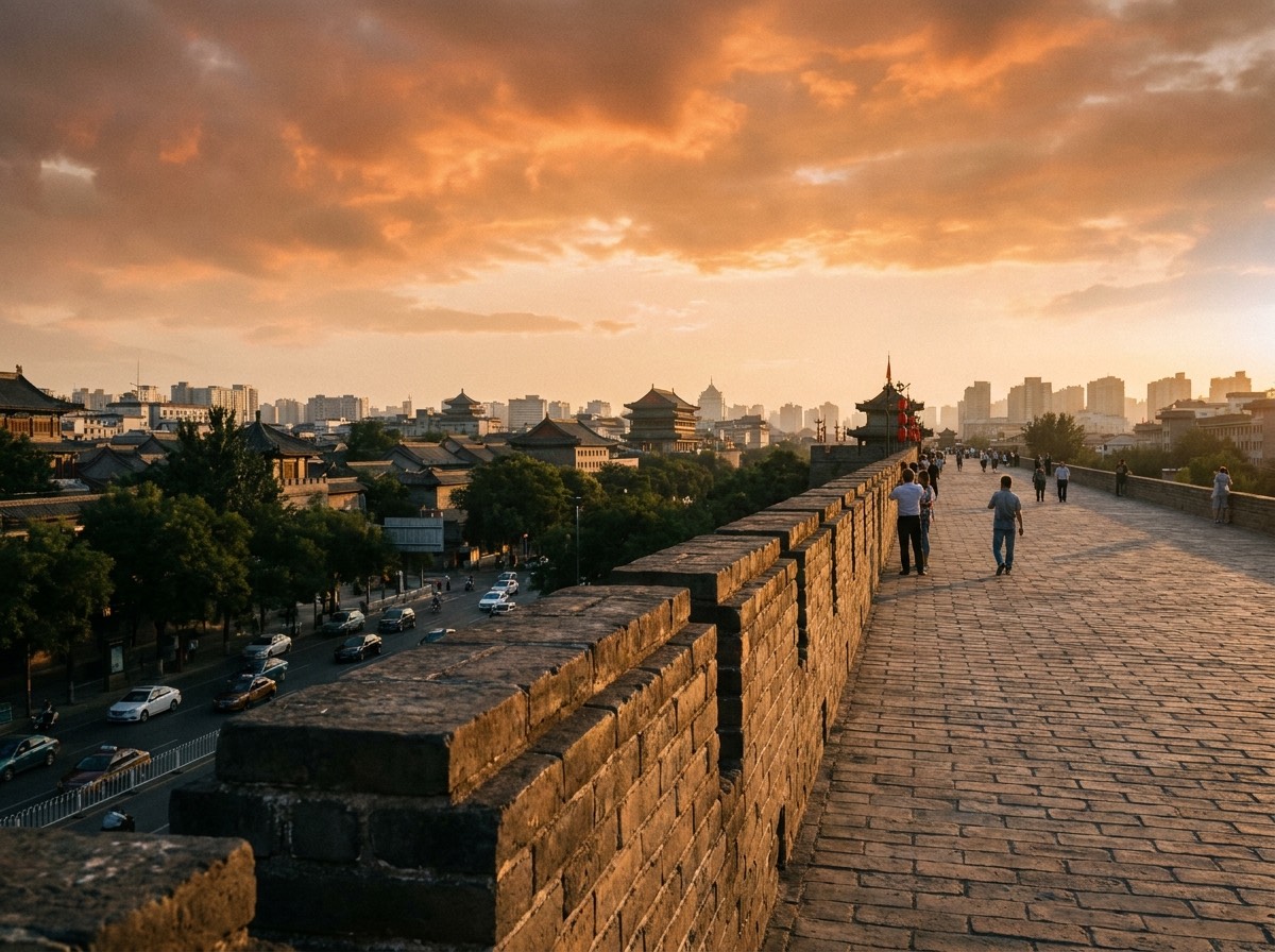 Muralla de Pingyao al atardecer