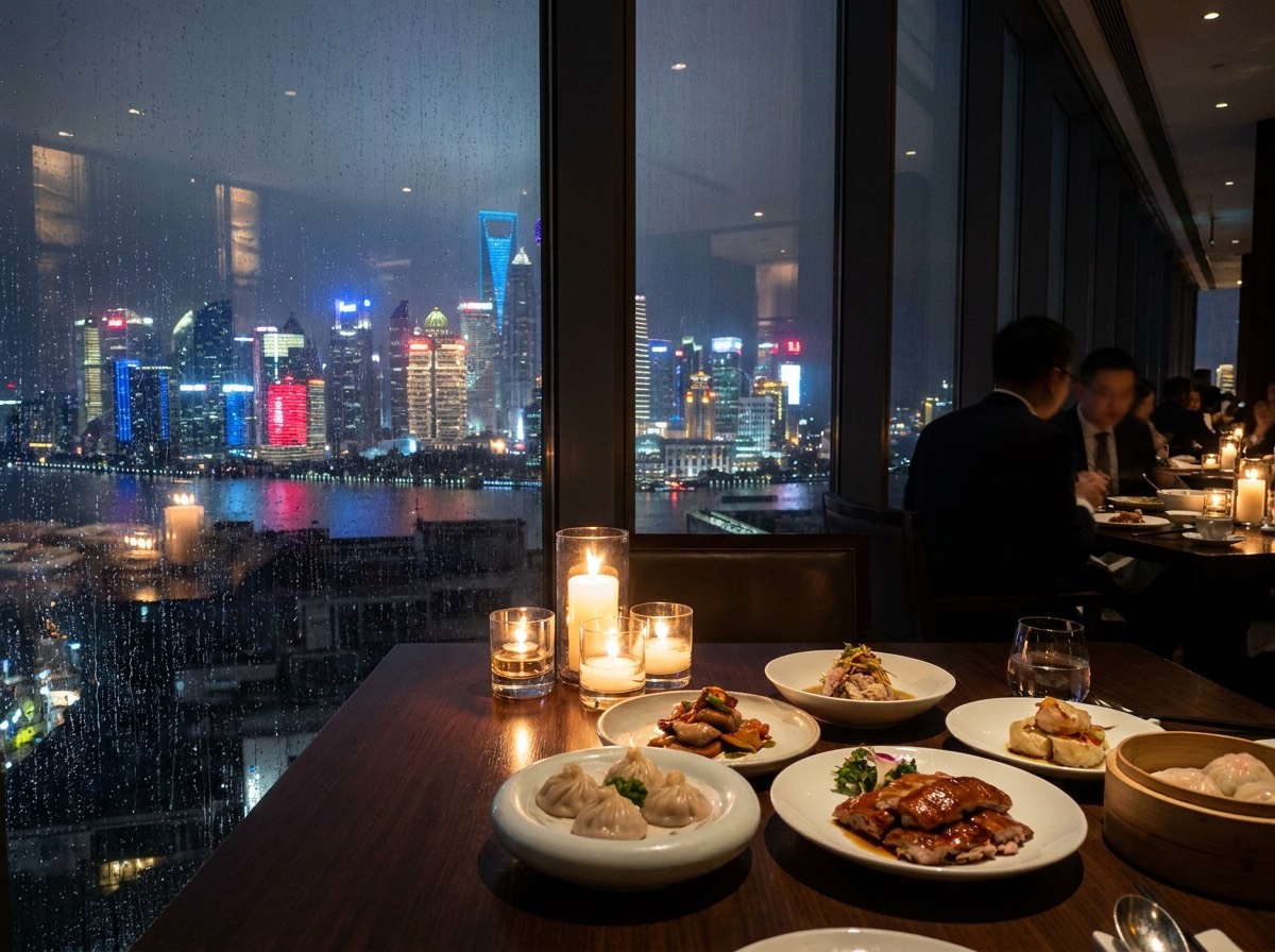 Cena con vistas a Pudong