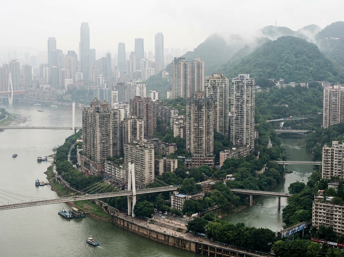Skyline de Chongqing entre montañas